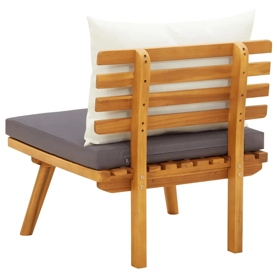 Chaise de jardin avec coussins bois d'acacia massif - 6