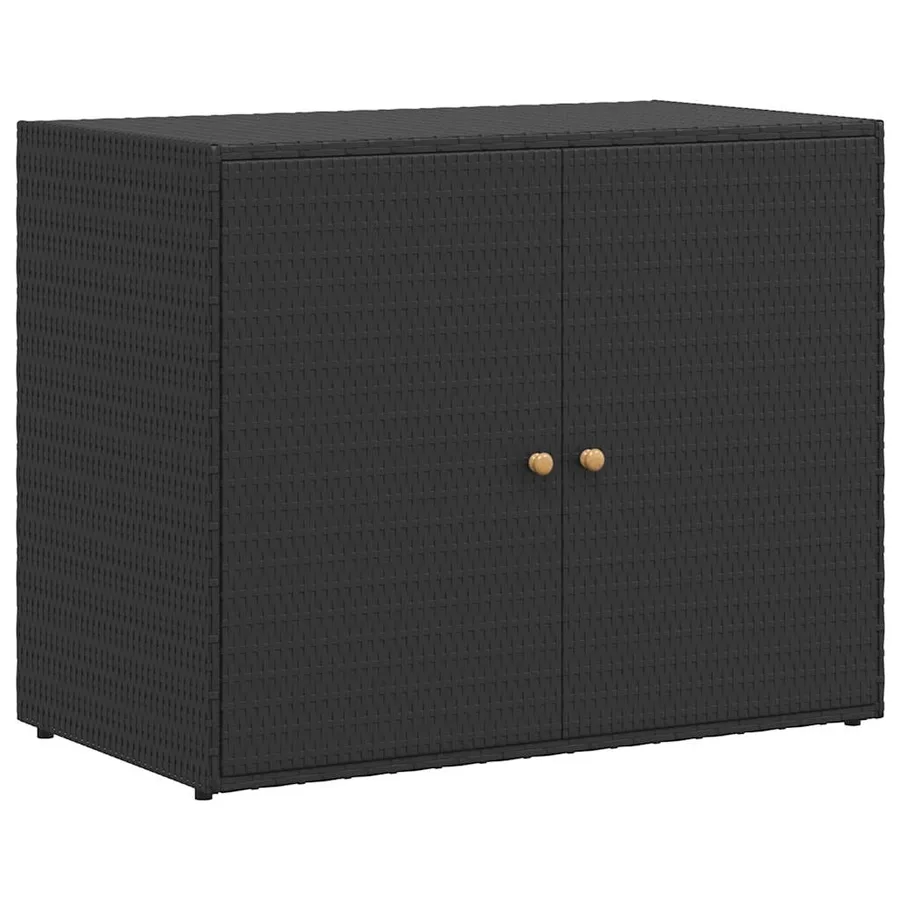 Armoire de rangement de jardin Noir 100x55,5x80 cm Résine tressée - 2