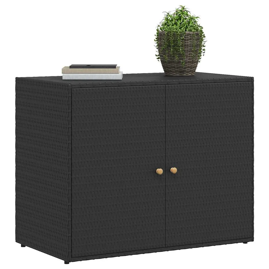Armoire de rangement de jardin Noir 100x55,5x80 cm Résine tressée - 4