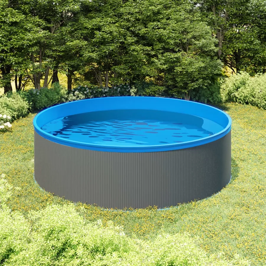 Piscine avec écumoire suspendue et pompe 350x90 cm Gris