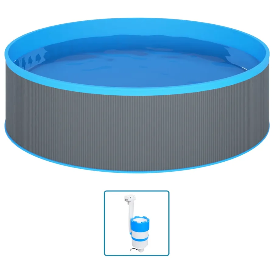 Piscine avec écumoire suspendue et pompe 350x90 cm Gris - 2