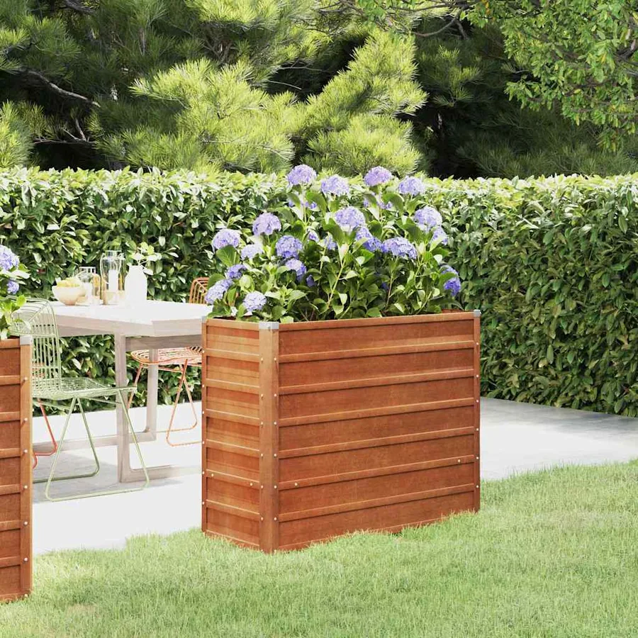 Lit surélevé de jardin rouillé 100x40x77 cm acier corten