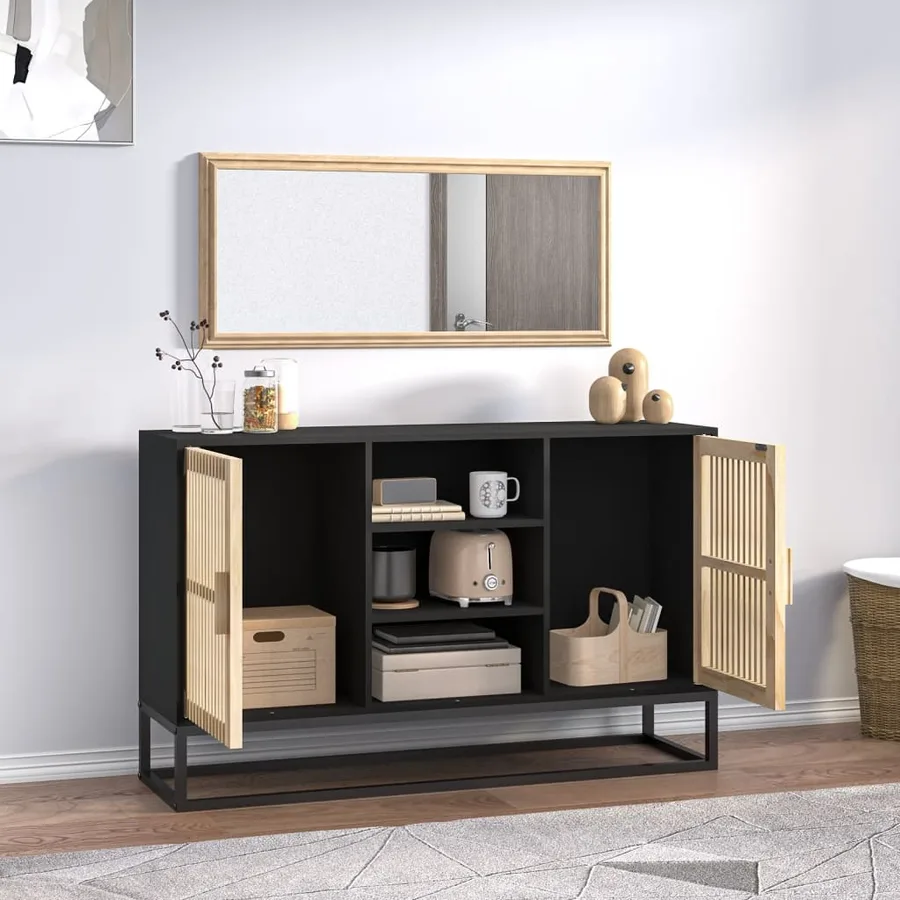 Buffet noir 105x30x65 cm bois d'ingénierie - 3