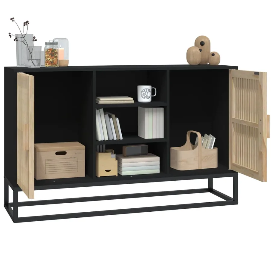 Buffet noir 105x30x65 cm bois d'ingénierie - 4