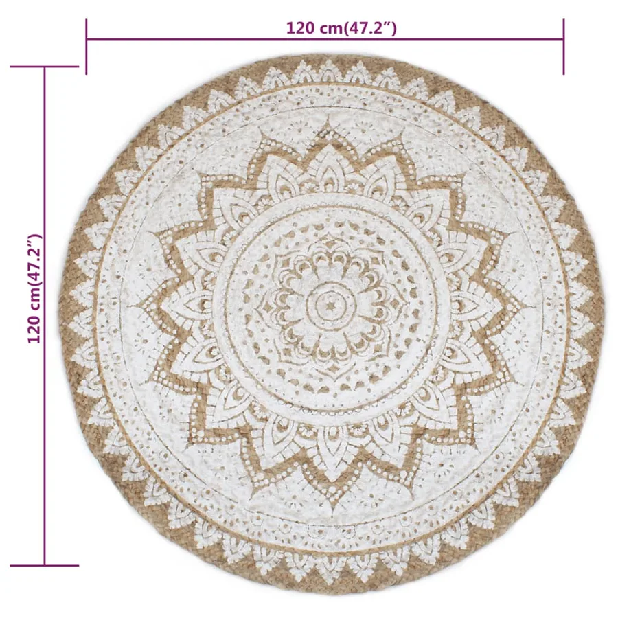 Tapis Jute tressé imprimé 120 cm rond - 6