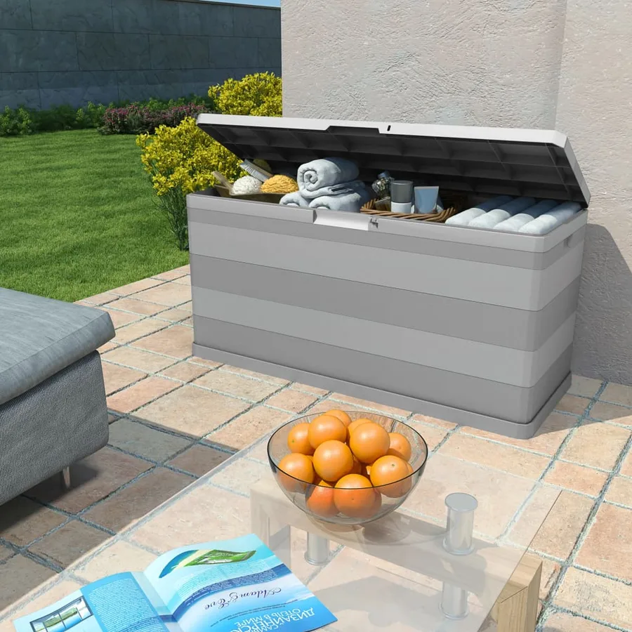Boîte de rangement de jardin gris 117x45x56 cm - 2