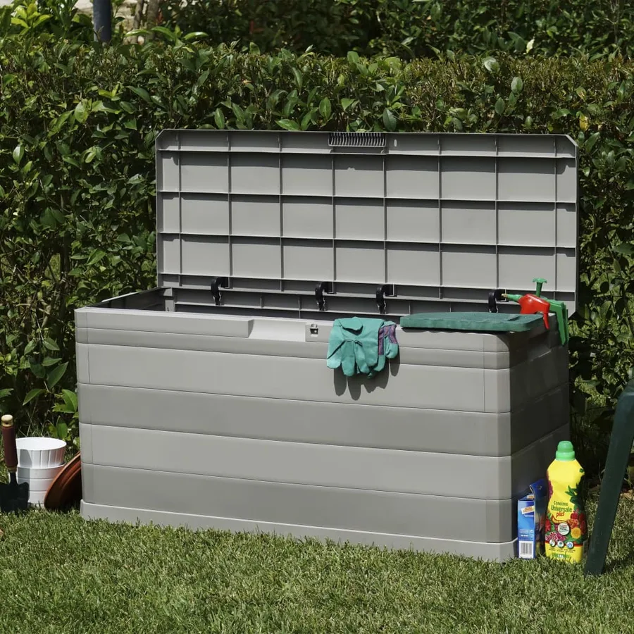 Boîte de rangement de jardin gris 117x45x56 cm - 3