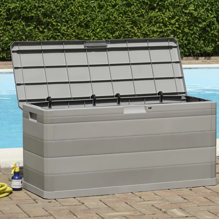 Boîte de rangement de jardin gris 117x45x56 cm - 4