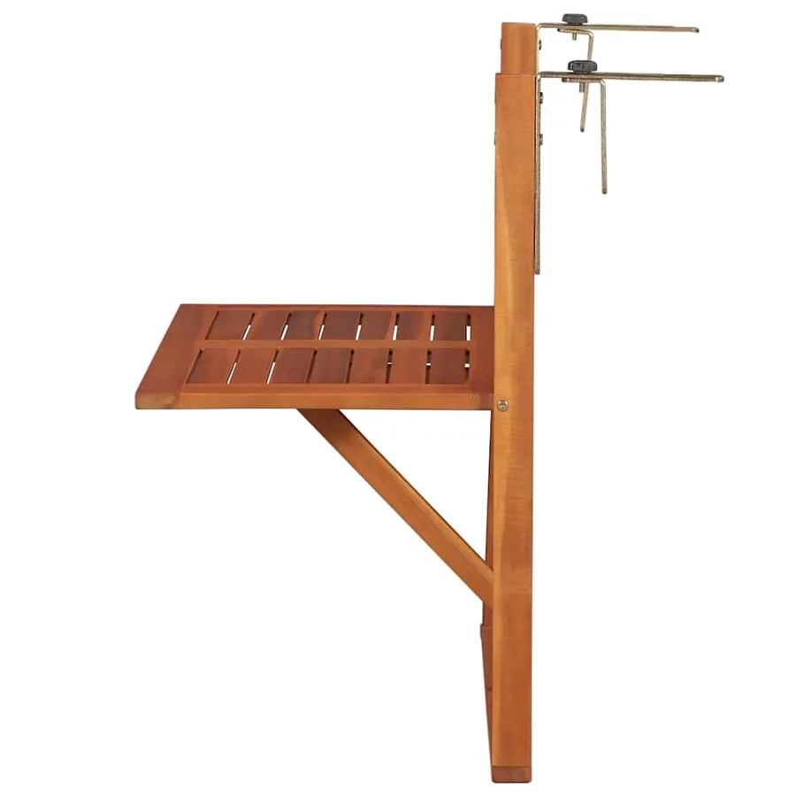 Table suspendue de balcon 64,5x44x80 cm Bois d'acacia massif - 2