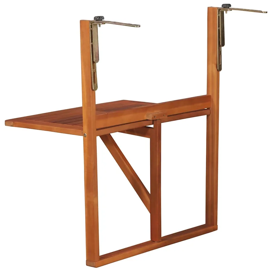 Table suspendue de balcon 64,5x44x80 cm Bois d'acacia massif - 3
