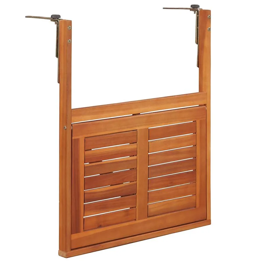 Table suspendue de balcon 64,5x44x80 cm Bois d'acacia massif - 5