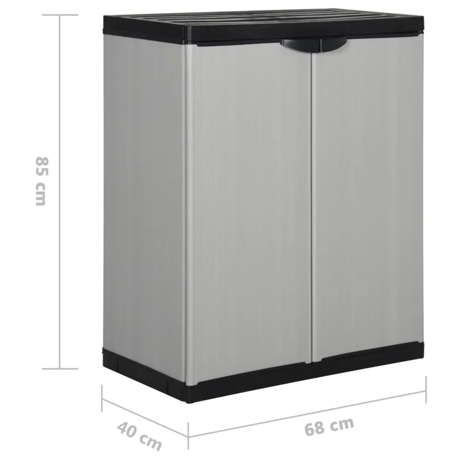 Armoire de rangement de jardin 1 étagère Gris/noir 68x40x85 cm - 8