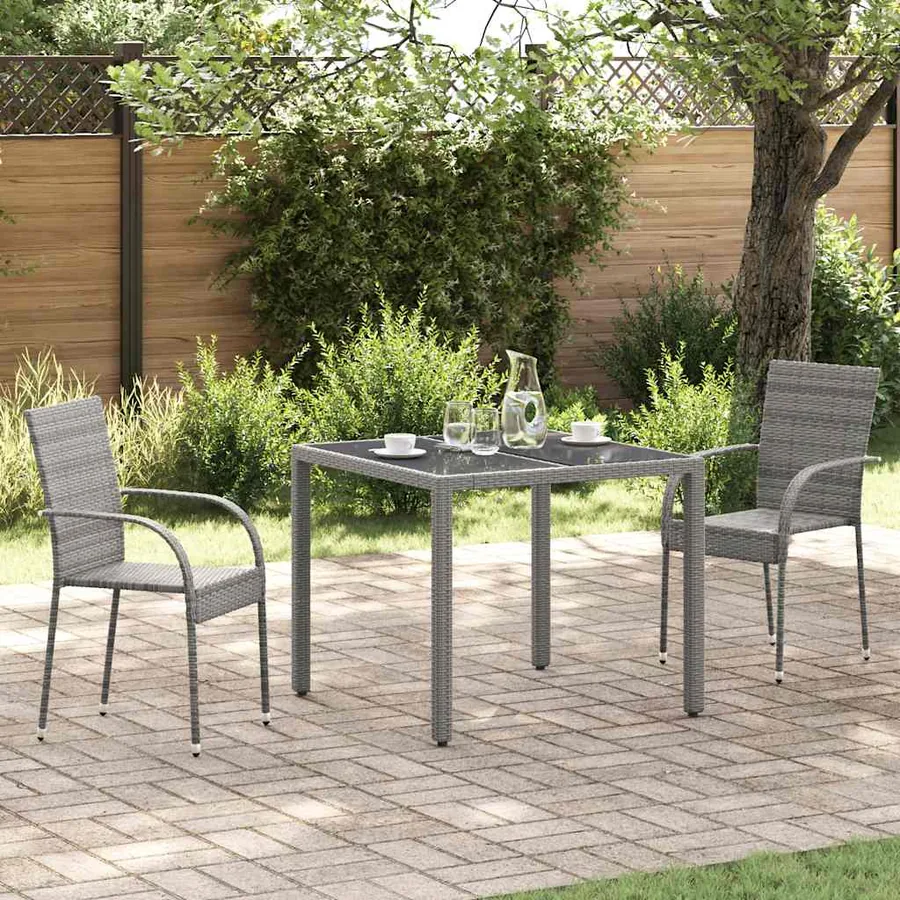 Chaises empilables d'extérieur lot de 2 Gris Résine tressée