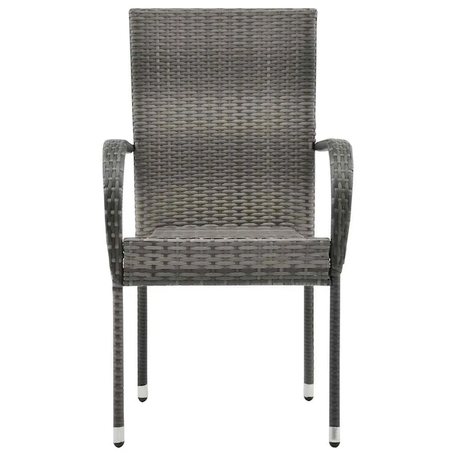 Chaises empilables d'extérieur lot de 2 Gris Résine tressée - 4