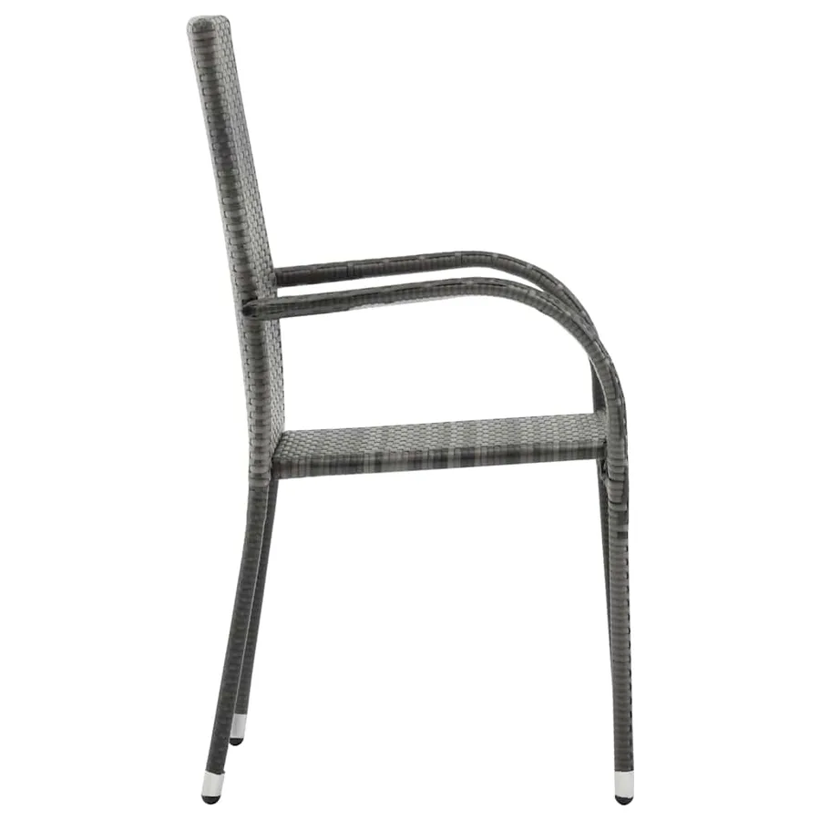 Chaises empilables d'extérieur lot de 2 Gris Résine tressée - 5