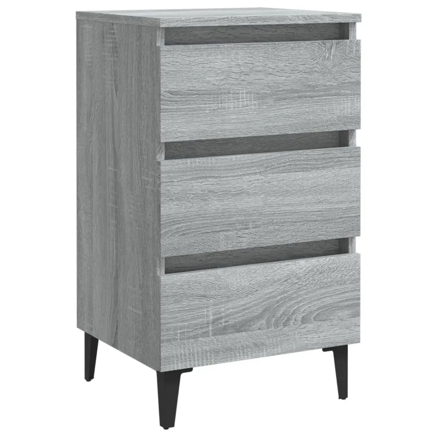 Table de chevet avec pieds en métal Sonoma gris 40x35x69 cm - 2