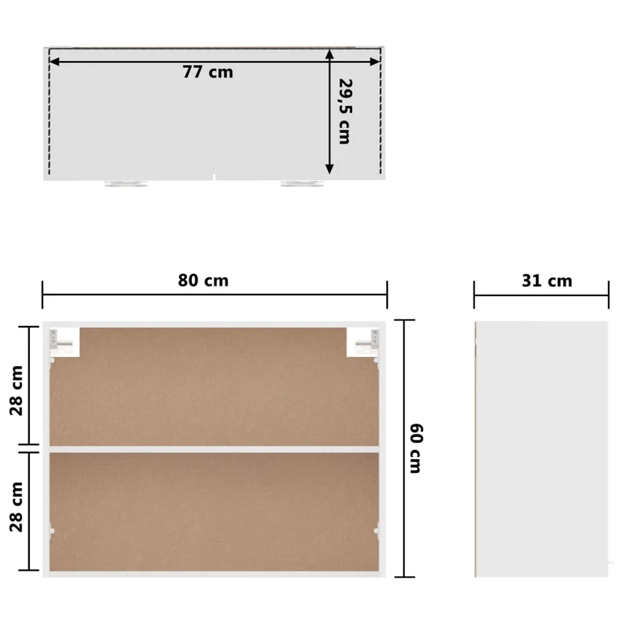 Armoire suspendue "Lyon" Blanc 80 x 31 x 60 cm Bois d'ingénierie - 9