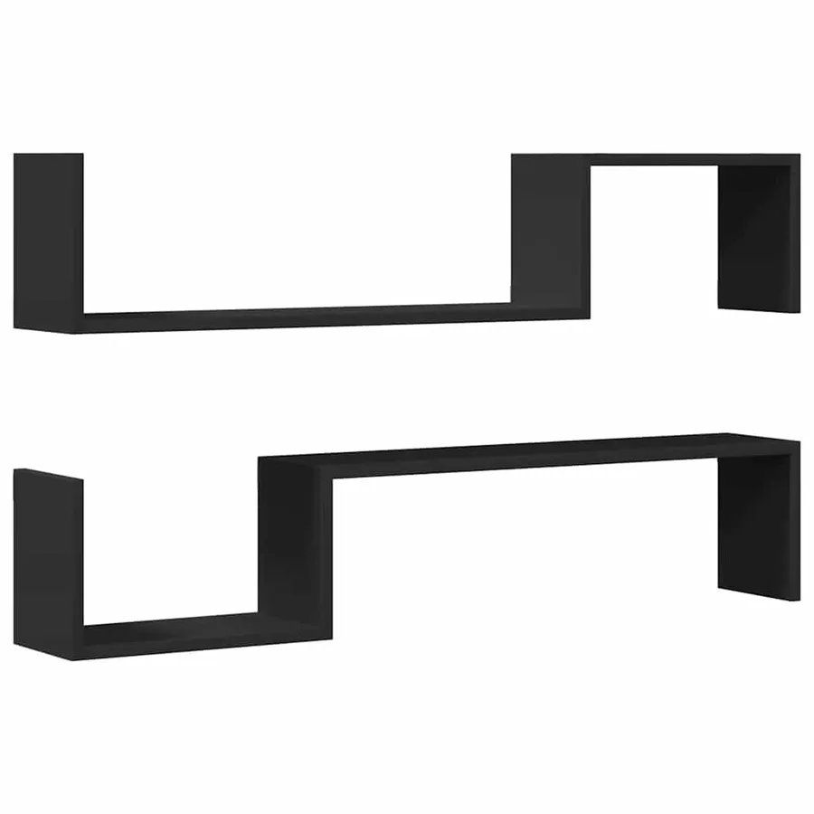 Étagères murales 2 pcs noir 100x15x20 cm bois d'ingénierie - 2