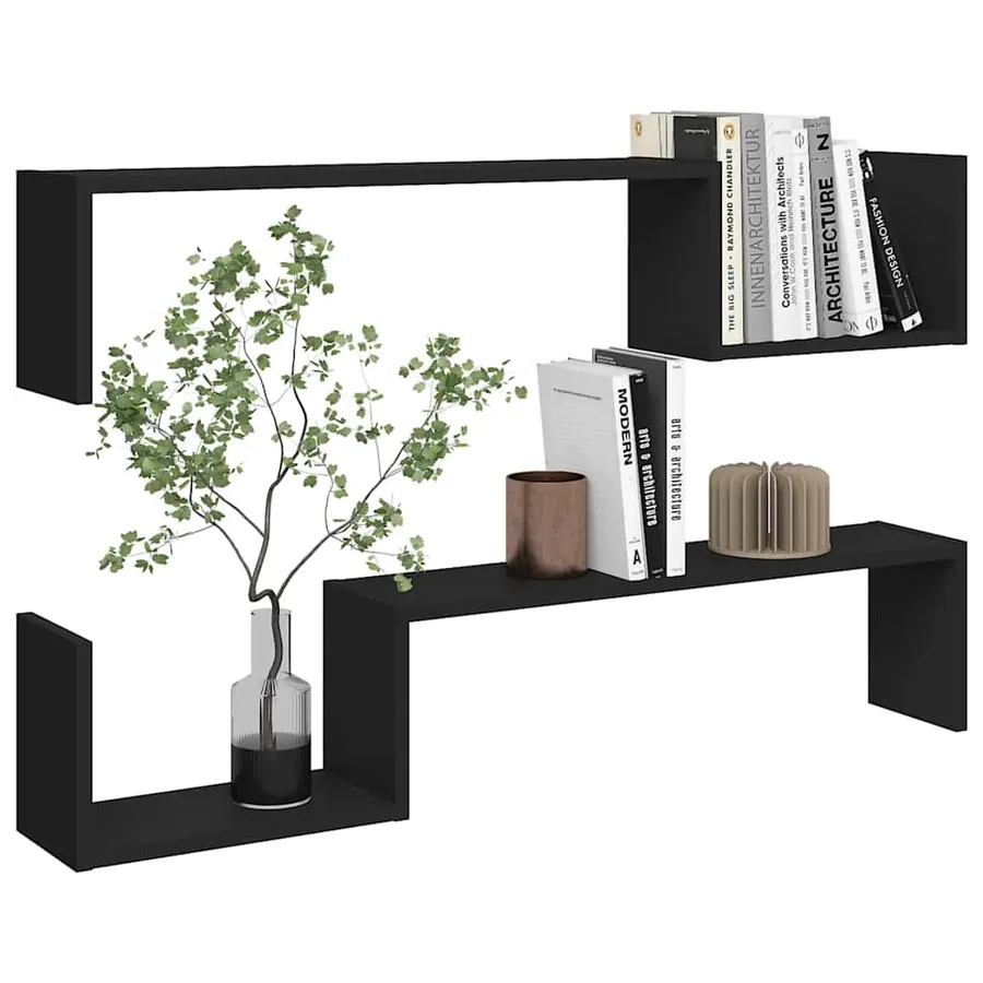 Étagères murales 2 pcs noir 100x15x20 cm bois d'ingénierie - 4