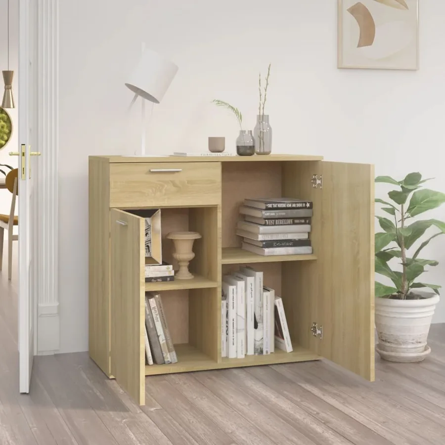 Buffet chêne sonoma 80x36x75 cm bois d'ingénierie - 3
