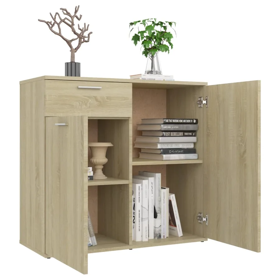 Buffet chêne sonoma 80x36x75 cm bois d'ingénierie - 4
