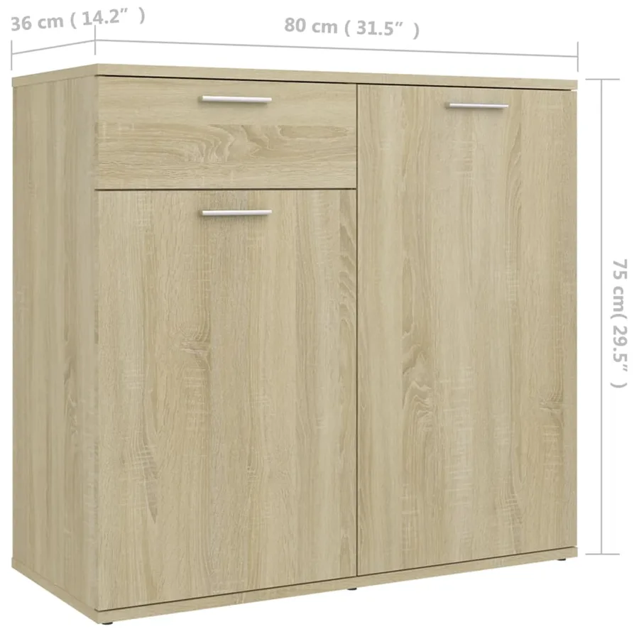 Buffet chêne sonoma 80x36x75 cm bois d'ingénierie - 9