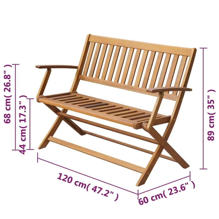 Banc de jardin 120 cm Bois d'acacia solide - 4