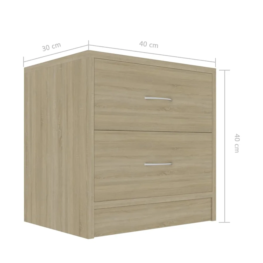 Tables de chevet 2pcs Chêne sonoma 40x30x40cm Bois d'ingénierie - 7