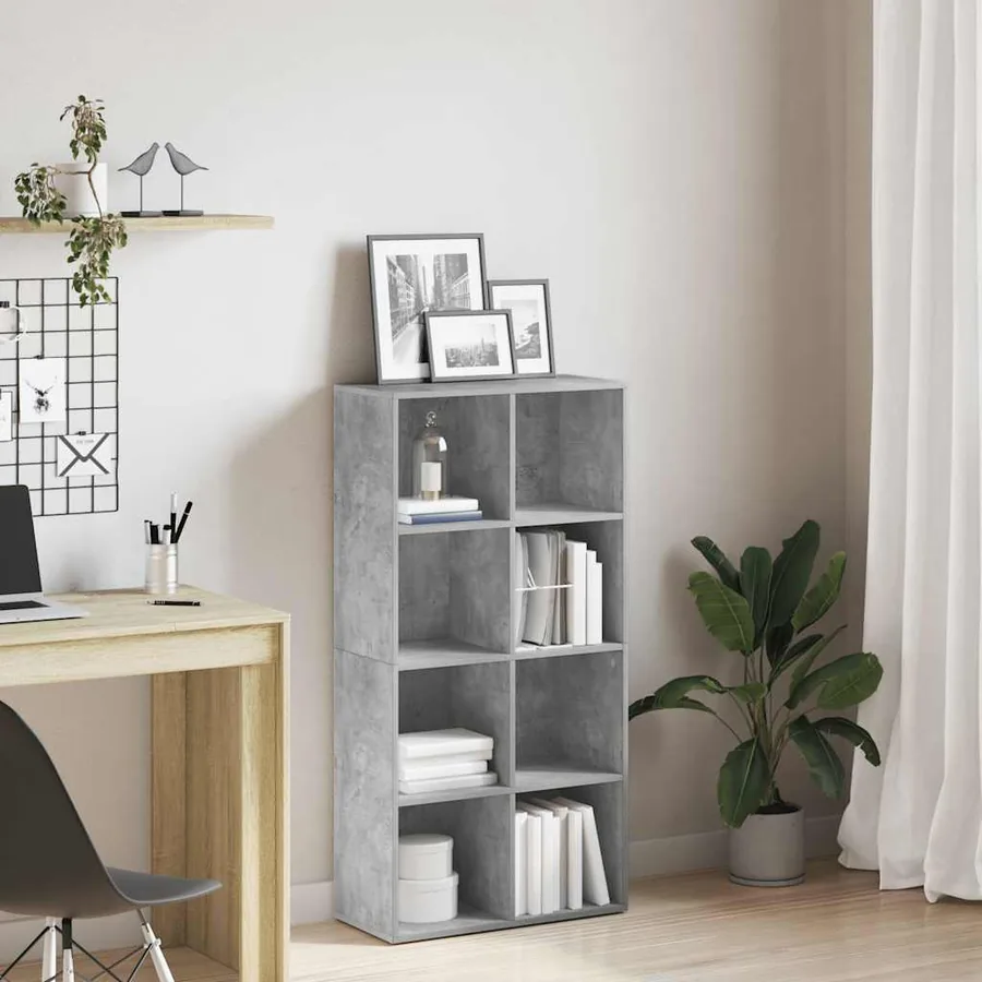 Bibliothèque/Buffet Gris béton 66x30x130 cm Bois d’ingénierie