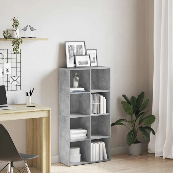 Bibliothèque/Buffet Gris béton 66x30x130 cm Bois d’ingénierie
