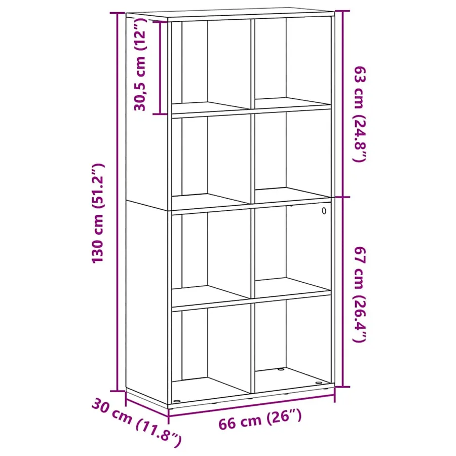 Bibliothèque/Buffet Gris béton 66x30x130 cm Bois d’ingénierie - 11