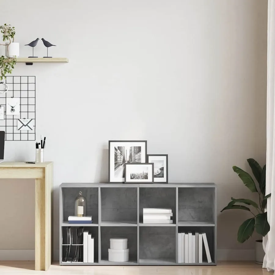 Bibliothèque/Buffet Gris béton 66x30x130 cm Bois d’ingénierie - 6