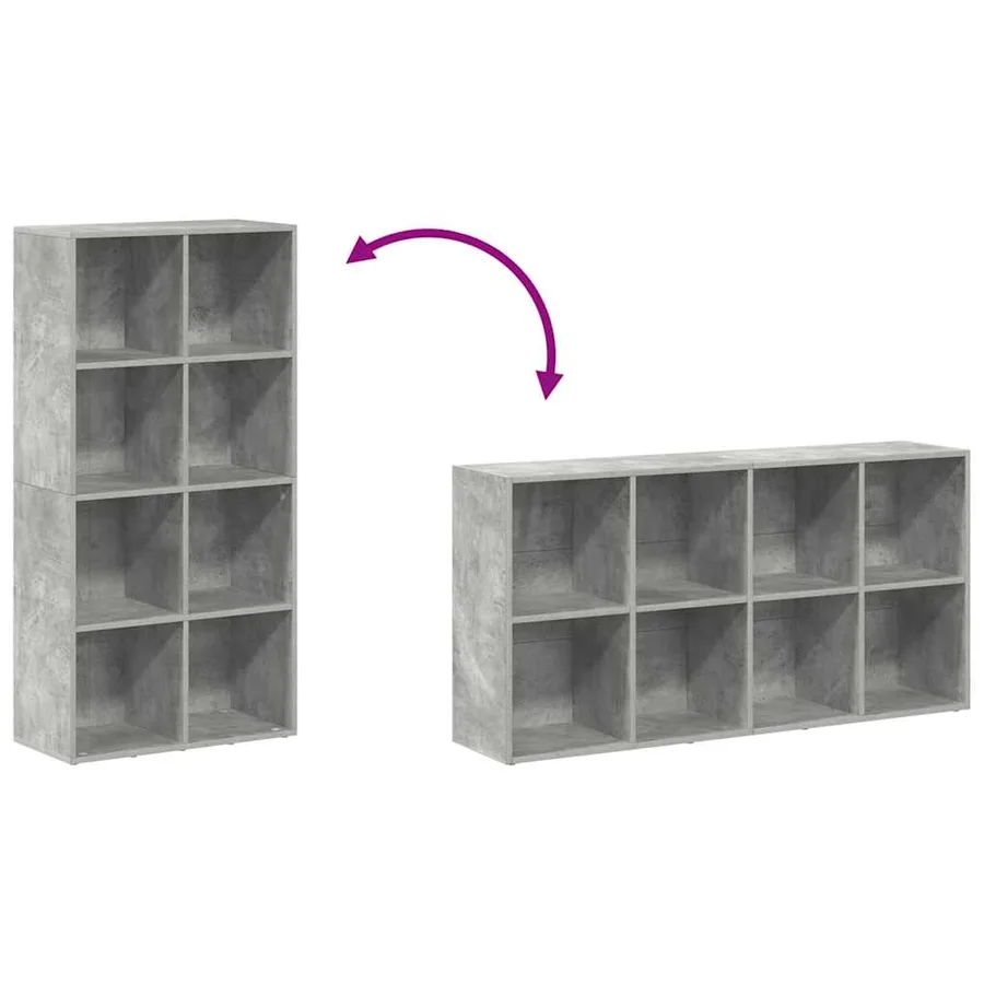 Bibliothèque/Buffet Gris béton 66x30x130 cm Bois d’ingénierie - 9