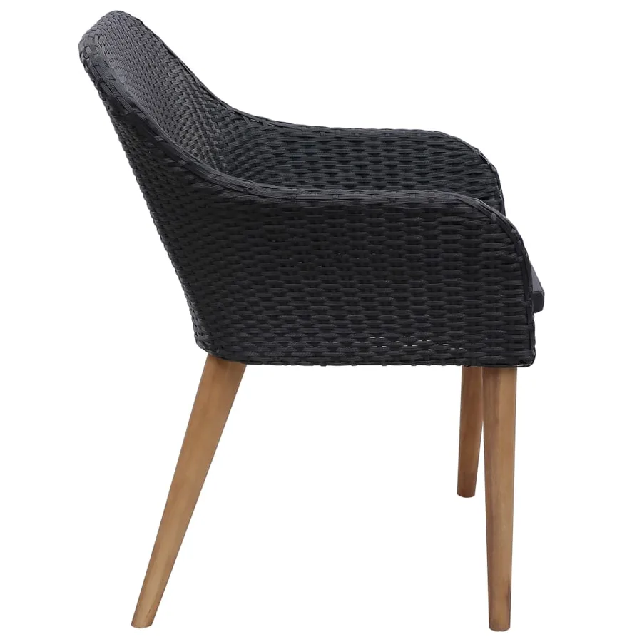 Chaises d'extérieur lot de 2 avec coussins Résine tressée Noir - 4