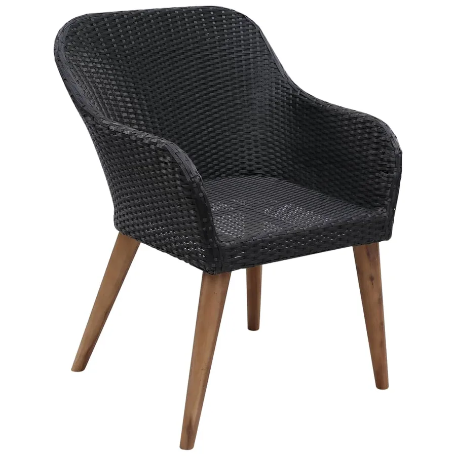 Chaises d'extérieur lot de 2 avec coussins Résine tressée Noir - 6