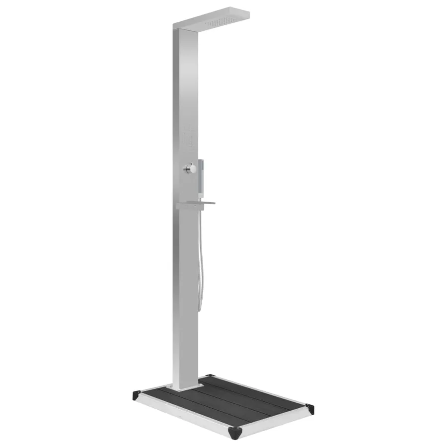 Douche d'extérieur avec receveur de douche WPC Acier inoxydable - 2