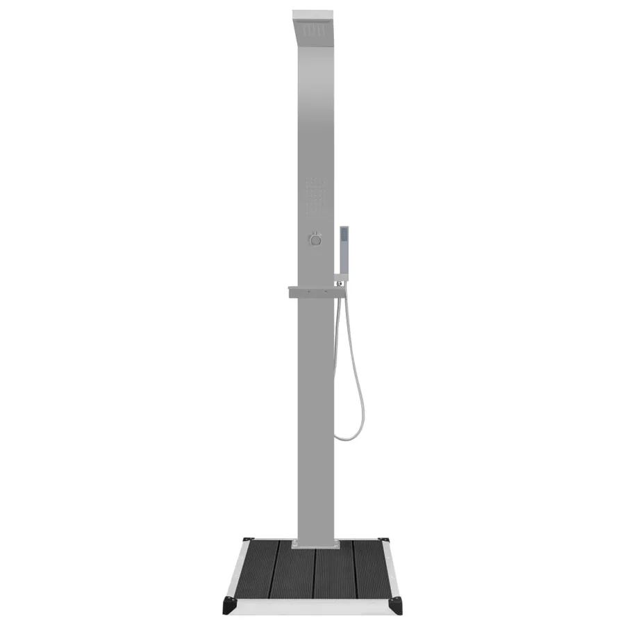 Douche d'extérieur avec receveur de douche WPC Acier inoxydable - 4