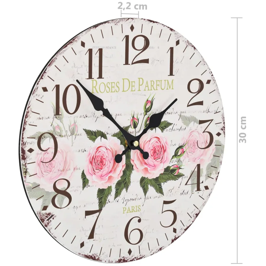 Horloge murale vintage Fleur 30 cm - 6