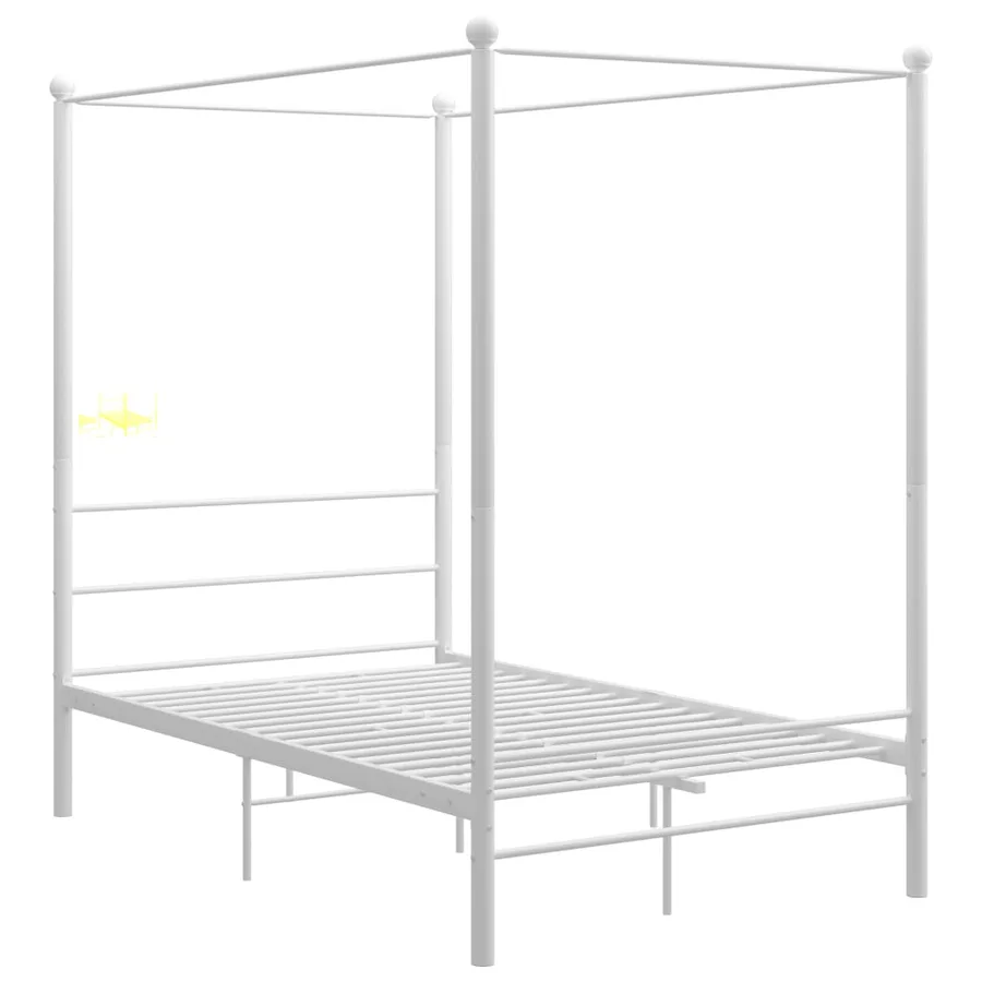 Cadre de lit à baldaquin sans matelas blanc métal 120x200 cm - 2