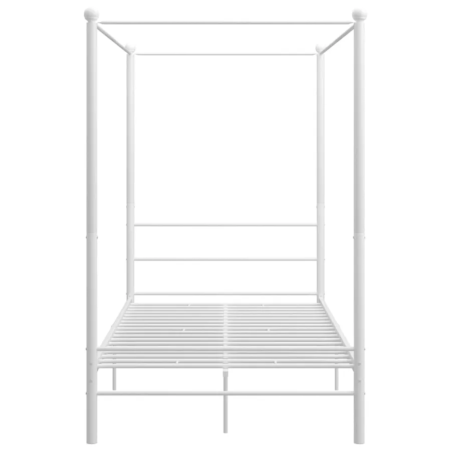 Cadre de lit à baldaquin sans matelas blanc métal 120x200 cm - 4