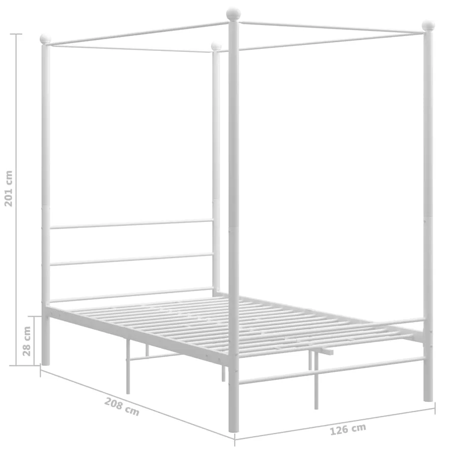 Cadre de lit à baldaquin sans matelas blanc métal 120x200 cm - 6