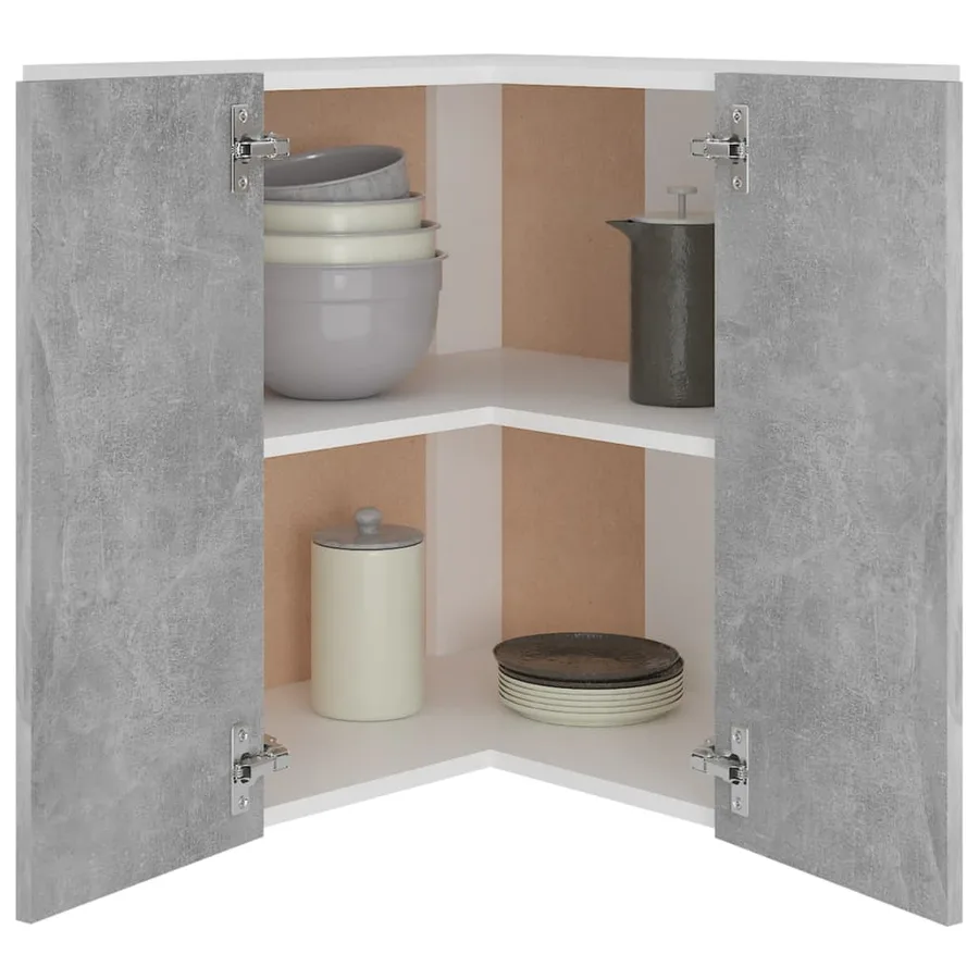 Armoire d'angle suspendue "Lyon" Gris béton 57 x 57 x 60 cm Bois d'ingénierie - 4