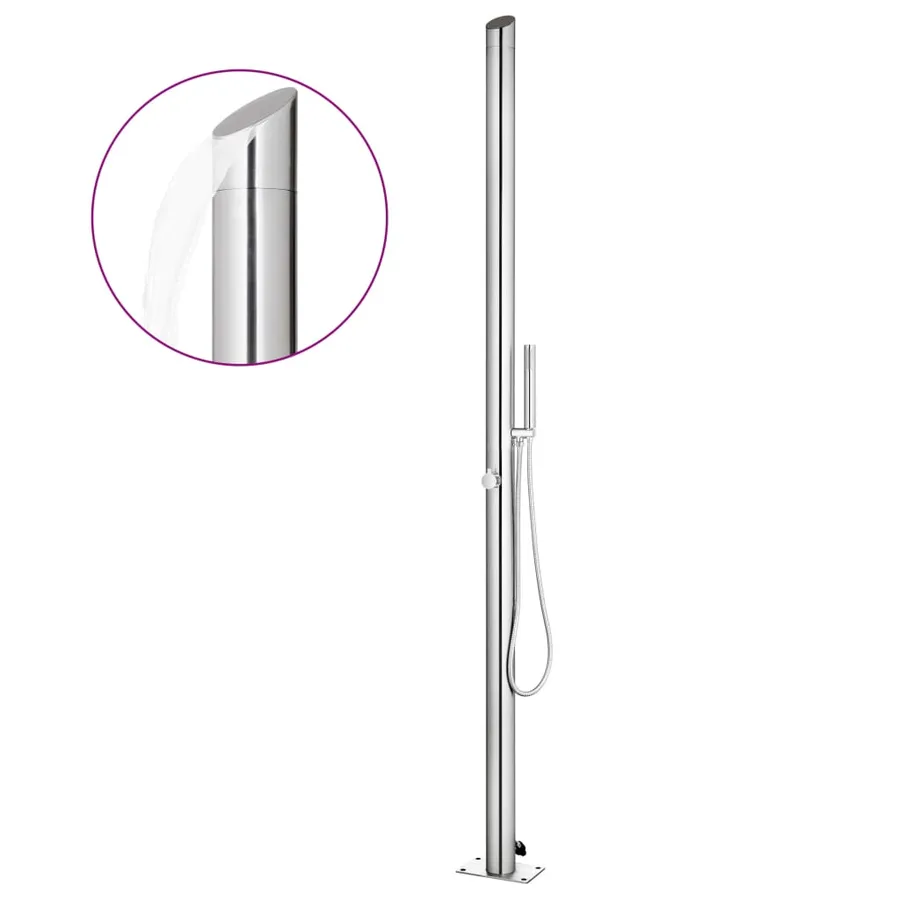 Douche de jardin avec base gris 225 cm Acier inoxydable - 3