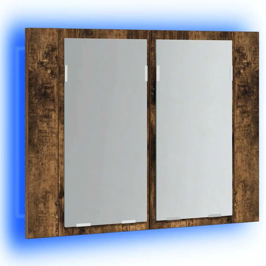 Armoire à miroir LED Chêne fumé 60x12x45 cm Bois d'ingénierie - 5