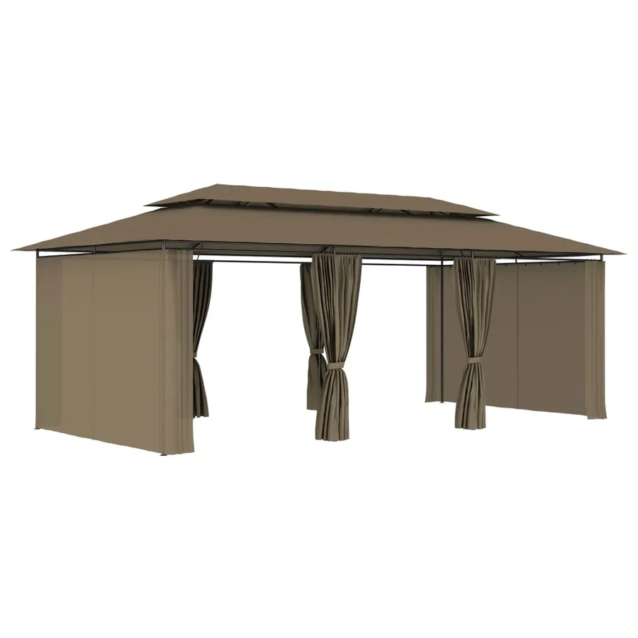 Belvédère avec rideaux 600x298x270 cm Taupe 180 g/m² - 3