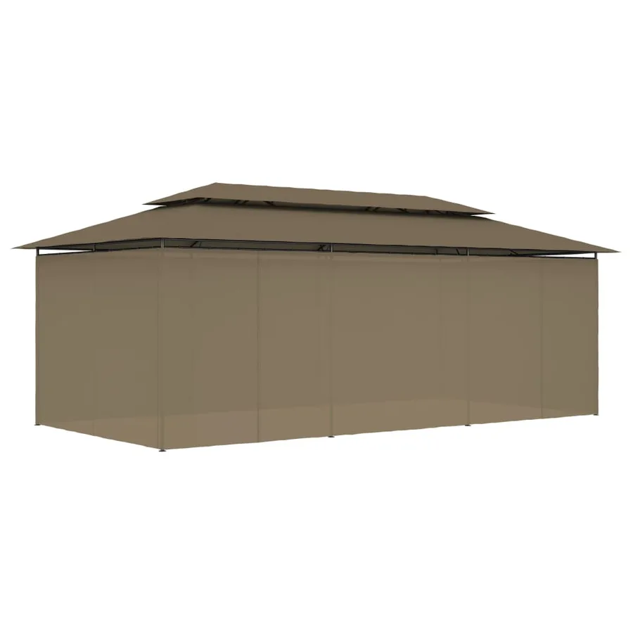 Belvédère avec rideaux 600x298x270 cm Taupe 180 g/m² - 4
