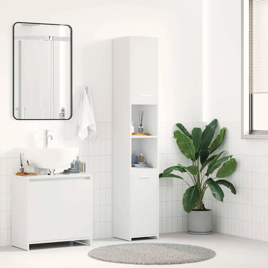 Armoire de salle de bain Blanc 30x30x183,5 cm Bois d'ingénierie