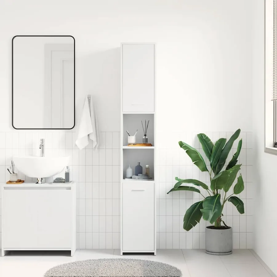 Armoire de salle de bain Blanc 30x30x183,5 cm Bois d'ingénierie - 3
