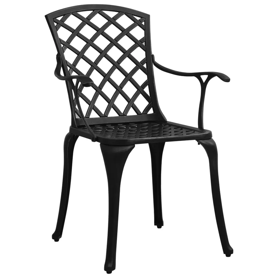 Chaises de jardin lot de 2 Aluminium coulé Noir - 2
