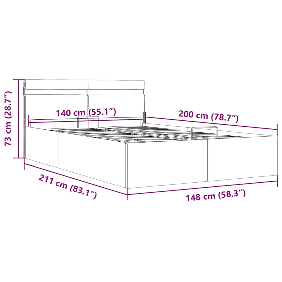 Cadre de lit à rangement hydraulique sans matelas 140x200 cm - 13